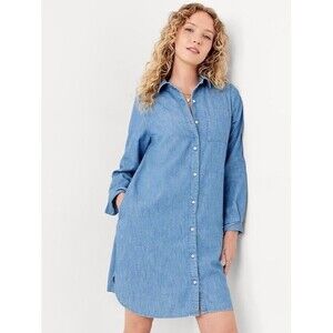 Gap 1969 Girlfriend Denim Shirt Dress Womens XL Blue 100% Cotton Pockets